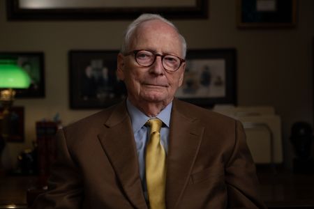 Stephen Jones is pictured in close-up portrait during the production of National Geographic's Oklahoma City Bombing: One Day In America.  Jones was the lead attorney defending Timothy McVeigh. On April 19, 1995, America experienced the deadliest domestic terror attack in its history. Thirty years later, this series tells the story of that day told only by those who lived through it – the people of Oklahoma.  (National Geographic/Brandon Widener)