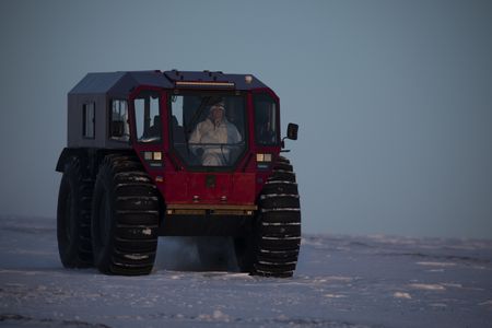 Sue Aikens hunts for winter meat while traveling the tundra in her all terrain vehicle. (BBC Studios Reality Productions, LLC/Lauren 'Bird' Dixon)