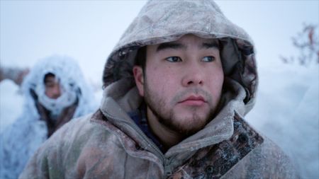 Gage Hoffman on the lookout for prime fur animals during the hunting season. (BBC Studios/Danny Day)