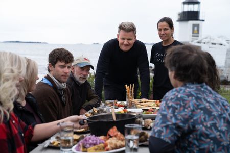 Rockland, ME - Chef Melissa Kelly (L) and Gordon Ramsay present their dishes during the final cook. (Credit: National Geographic/Justin Mandel)