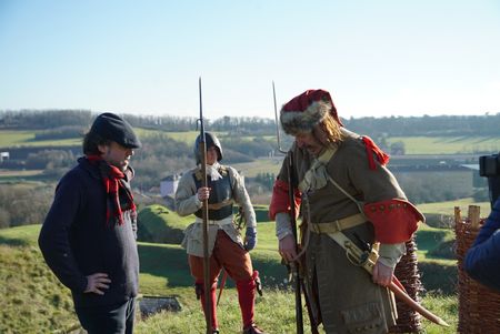 Tony Pollard and reenactors at Belfort Citadel, France. The iconic site played a vital role in the Franco-Prussian war. (National Geographic/Ciaran Henry)