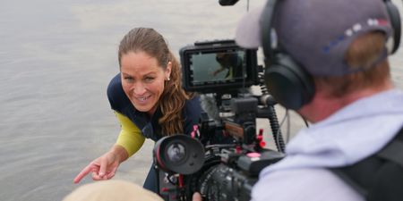 BTS of Sheree Marris in the water. (Big Wave Productions)