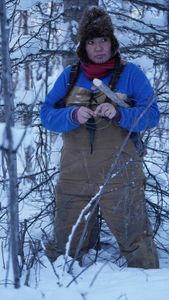 Jody Potts-Joseph hunts caribou and sets marten traps. (National Geographic/Ashton Hurlburt)