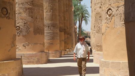 Dr. Jay Silverstein walks amongst the famous Ramesseum in Luxor, Egypt. (Windfall Films)