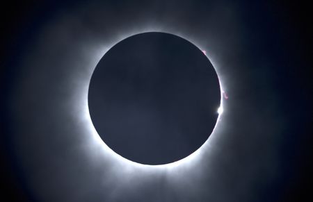 The total solar eclipse is observed from Goldthwaite, TX on April 8, 2024. (Credit: Ved Chirayath)