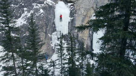 Will Gadd ice climbing in Grotto Canyon.  (mandatory credit: Red Bull Media House)