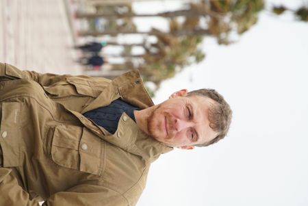 Arthur Williams talks about the Spanish Civil War, at Almeria beach, in Spain. (National Geographic/Ciaran Henry)