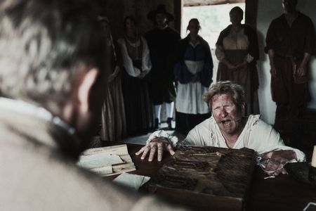 Diedtrich Flade at court. On his knees and pleading for his life after being accused of witchcraft. (Dash Productions Services LTD/Antoan Ivanov)