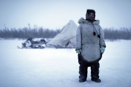 Agnes Hailstone ice fishing with her daughters and grandson on their families property during the winter season. (BBC Studios Reality Productions, LLC/Pedro Delbrey)