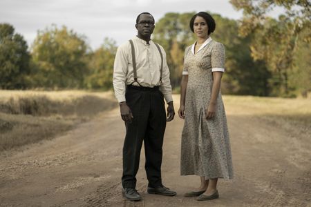 Gbenga Akinnagbe as Earl Little and Parisa Fitz-Henley as Louise Little in GENIUS: MLK/X. (National Geographic/Richard DuCree)
