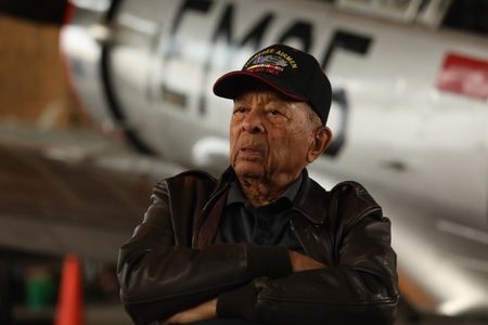 Tuskegee Airman LT. COL. (RET) Harry T. Stewart sits for an interview at The Tuskegee Airmen National Museum in Detroit. (National Geographic/Rob Lyall)