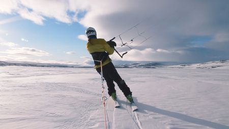 Eric McNair Landry kite skiing in the arctic, on an expedition across the northwest passage.  (Mandatory photo credit: Sarah McNair Landry)