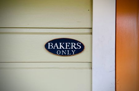 A "Bakers Only" sign is displayed outside Brickmaiden Breads in Point Reyes, Calif. (National Geographic/Ryan Rothmaier)