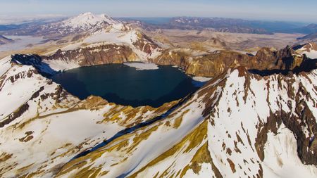 Mount Katmai crater in Katmai National Park. (credit: National Geographic/Daniel Zatz)