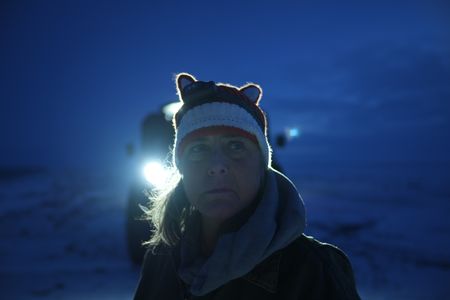 Sue Aikens travels to the Artic Ocean in her all terrain vehicle by night. (BBC Studios Reality Productions, LLC/Jayce Kolinski)