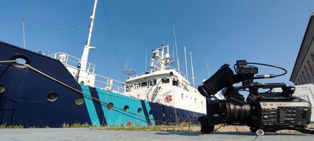 The Customs Surveillance Service heavy boat docked in the port. (National Geographic/José Ramón Sanz)