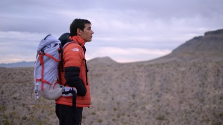 Alex Honnold hikes through the Las Vegas desert.  (National Geographic)