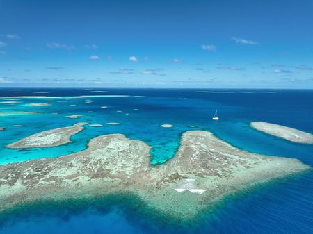 Research vessel in the wilds of the Great Southern Lagoon in New Caledonia. (National Geographic/Sophy Crane)