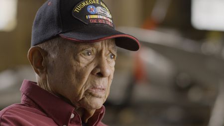 Tuskegee Airman LT. COL. (RET) Harry T. Stewart sits for an interview at The Tuskegee Airmen National Museum in Detroit. (National Geographic)