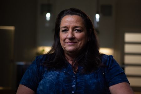 Melissa Webster is pictured in close-up portrait during the production of National Geographic's Oklahoma City Bombing: One Day In America. Webster is one of the first medics on the scene, helping numerous survivors in the immediate aftermath of the bombing. On April 19, 1995, America experienced the deadliest domestic terror attack in its history. Thirty years later, this series tells the story of that day told only by those who lived through it – the people of Oklahoma.  (National Geographic/Brandon Widener)