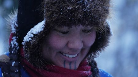 Jody Potts-Joseph in the winter season, trapping. (National Geographic/Ashton Hurlburt)