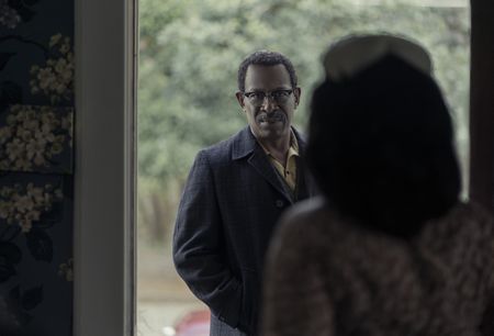 Daddy King, played by Lennie James, pays a visit to Coretta in GENIUS: MLK/X. (National Geographic/Richard DuCree)