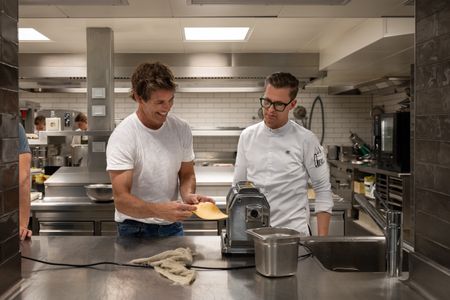 James Marsden makes a meal with Chef Bastian Ebert. (National Geographic/Bernd Schuller)