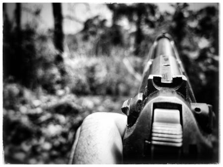 The POV behind a pistol. (Nick Quested)