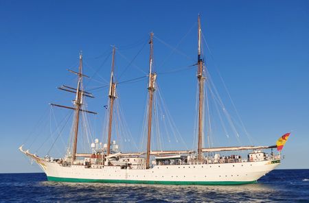 The Spanish training ship Juan Sebastian Elcano is pictured in Cadiz, Spain. (National Geographic/Jose Antonio Gavilán Tobal)