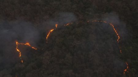 Areal view of wildfire at night. (Getty Images)