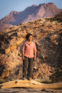 Paula Kahumbu explores the Ugab Valley. (National Geographic for Disney/Robbie Labanowski)