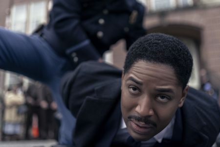 Martin Luther King Jr., played by Kelvin Harrison Jr., is arrested at a protest in GENIUS: MLK/X. (National Geographic/Richard DuCree)