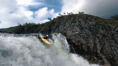 Gerd Serrasolses kayaks down a waterfall.  (mandatory photo credit: Gerd Serrasolses)