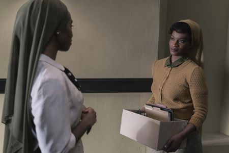 Betty, played by Jayme Lawson, talks with Ella Mae, played by Ashley Romans, in GENIUS: MLK/X. (National Geographic/Richard DuCree)