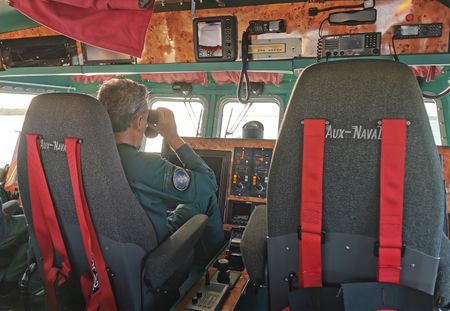 The control cabin of a patrol boat is pictured in Huelva, Andalusia, Spain. (National Geographic/Antonio Javier López Castillo)