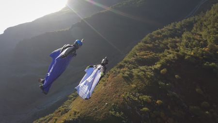Espen Fadnes and Julia Botelho fly their wingsuits in Chamonix, France. (Credit: Reel Peak Films)
