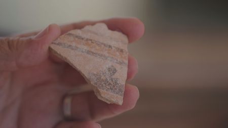 Pottery fragments were found at biblically significant locations in Jordan. (Windfall Films/Alex Collinge)