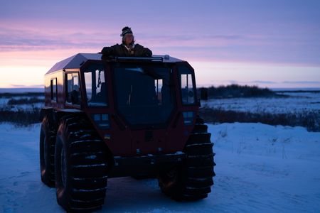 Sue Aikens is on the lookout for ptarmigan and rabbits as an opportunity to gather subsistence food during the winter season. (BBC Studios Reality Productions, LLC/Jayce Kolinski)