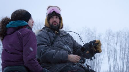 Chevie Roach looks for a moose with his kids Sydney and Ryder while on their hunt. (BBC Studios/Dwayne Fowler)