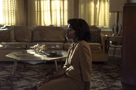 Betty Shabazz, played by Jayme Lawson, in her living room in GENIUS: MLK/X. (National Geographic/Richard DuCree)