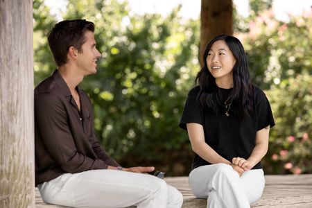 Antoni Porowski and Awkwafina in Daeyul-ri, South Korea. (Credit: National Geographic/Seong Joon Cho)