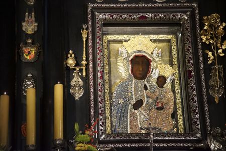 The painting of "Our Lady of Cz?stochowa" which sits at the heart of Jasna Gora Monastery, Poland. In 1655 the monastery defended itself against an onslaught from the Swedish army. (National Geographic/Ciaran Henry)